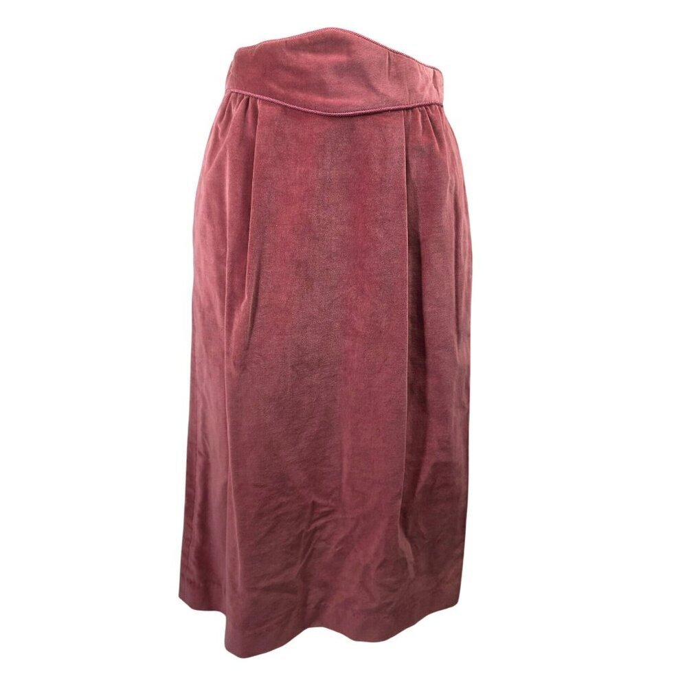 Vintage Patty Woodard Velvet Skirt Jr Sz 5/6 Mauve Pink Lined High Waist Midi - Picture 1 of 8